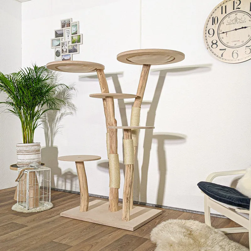 Naturkratzbaum 4128 Kratzbaum Natur Holz Design 145 cm hoch Katzenbaum