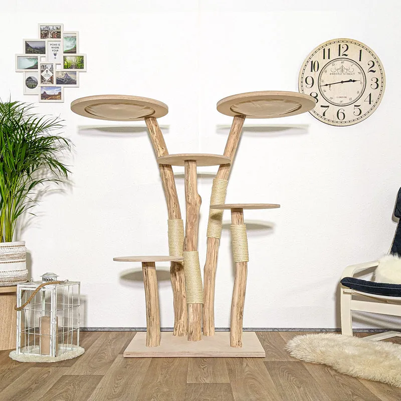 Naturkratzbaum 4128 Kratzbaum Natur Holz Design 145 cm hoch Katzenbaum