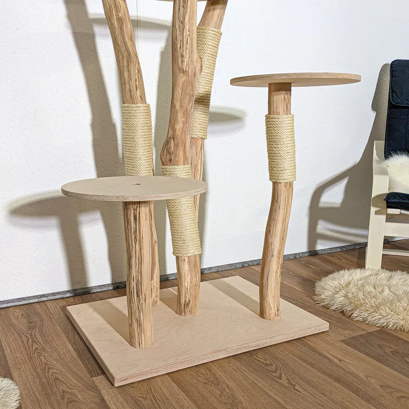 Naturkratzbaum 4128 Kratzbaum Natur Holz Design 145 cm hoch Katzenbaum