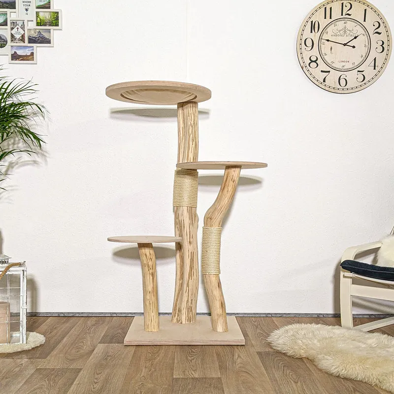 Naturkratzbaum 4123 Kratzbaum Natur Holz Design 135 cm hoch Katzenbaum