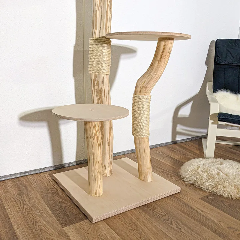 Naturkratzbaum 4123 Kratzbaum Natur Holz Design 135 cm hoch Katzenbaum