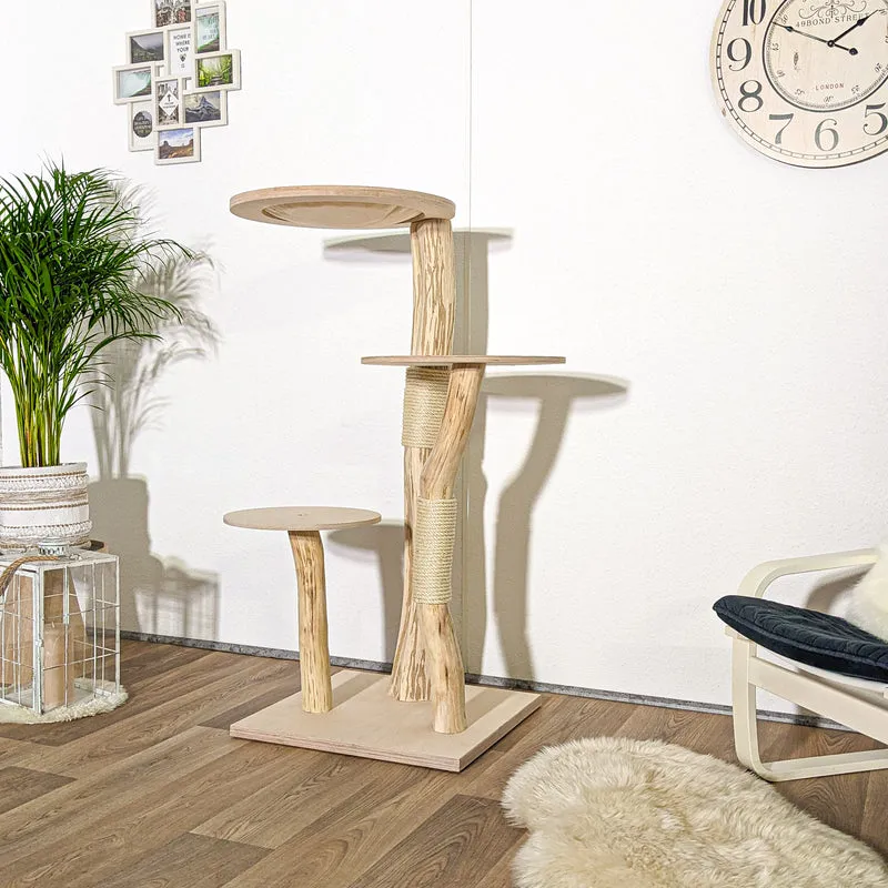 Naturkratzbaum 4123 Kratzbaum Natur Holz Design 135 cm hoch Katzenbaum