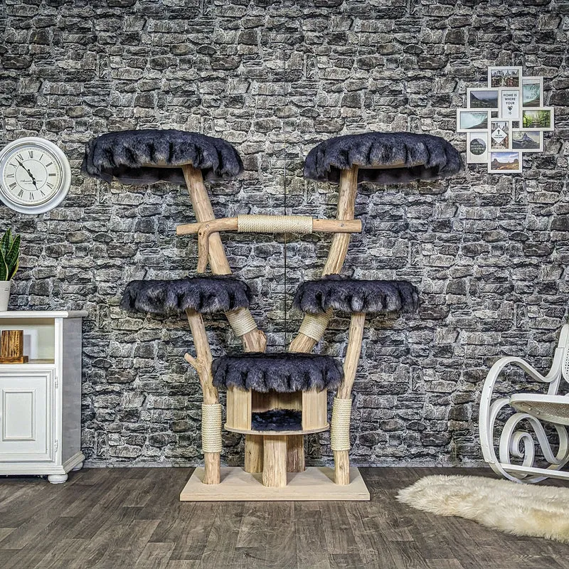 Naturkratzbaum 4120 Kratzbaum Natur Holz Design 150 cm hoch Katzenbaum