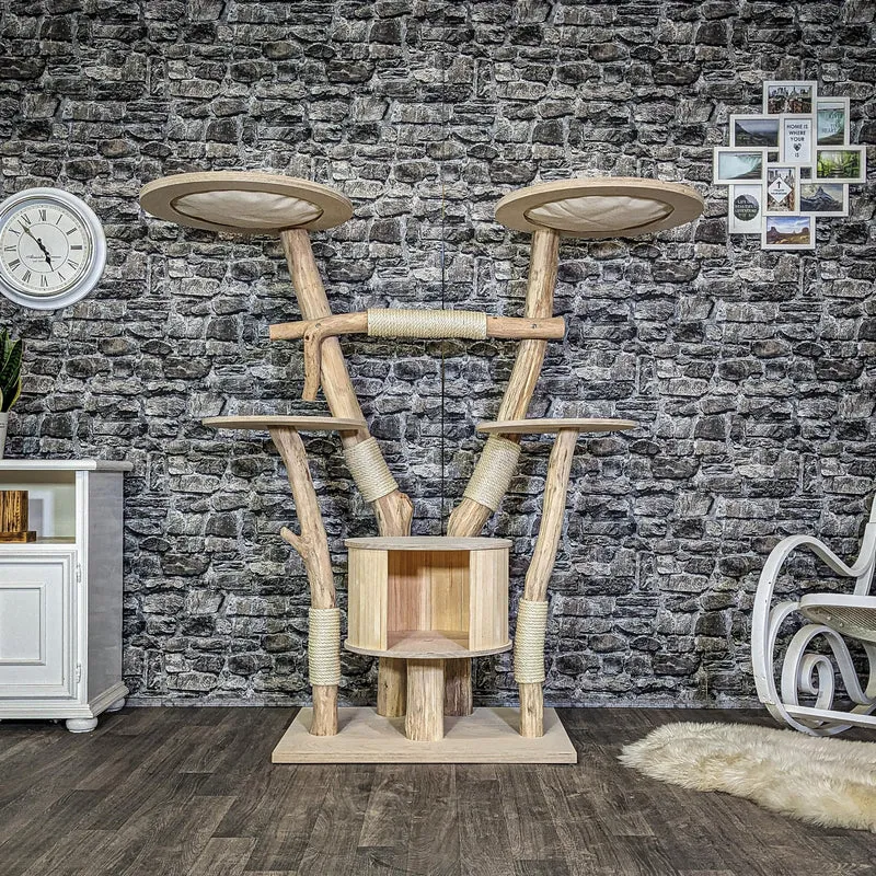 Naturkratzbaum 4120 Kratzbaum Natur Holz Design 150 cm hoch Katzenbaum