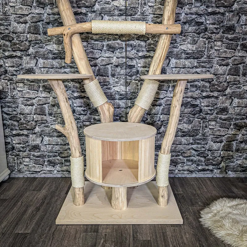 Naturkratzbaum 4120 Kratzbaum Natur Holz Design 150 cm hoch Katzenbaum