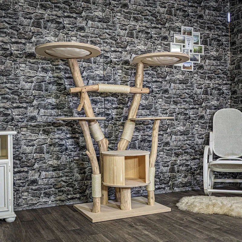 Naturkratzbaum 4120 Kratzbaum Natur Holz Design 150 cm hoch Katzenbaum