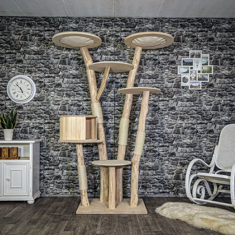 Naturkratzbaum 4119 Kratzbaum Natur Holz Design 200 cm hoch Katzenbaum