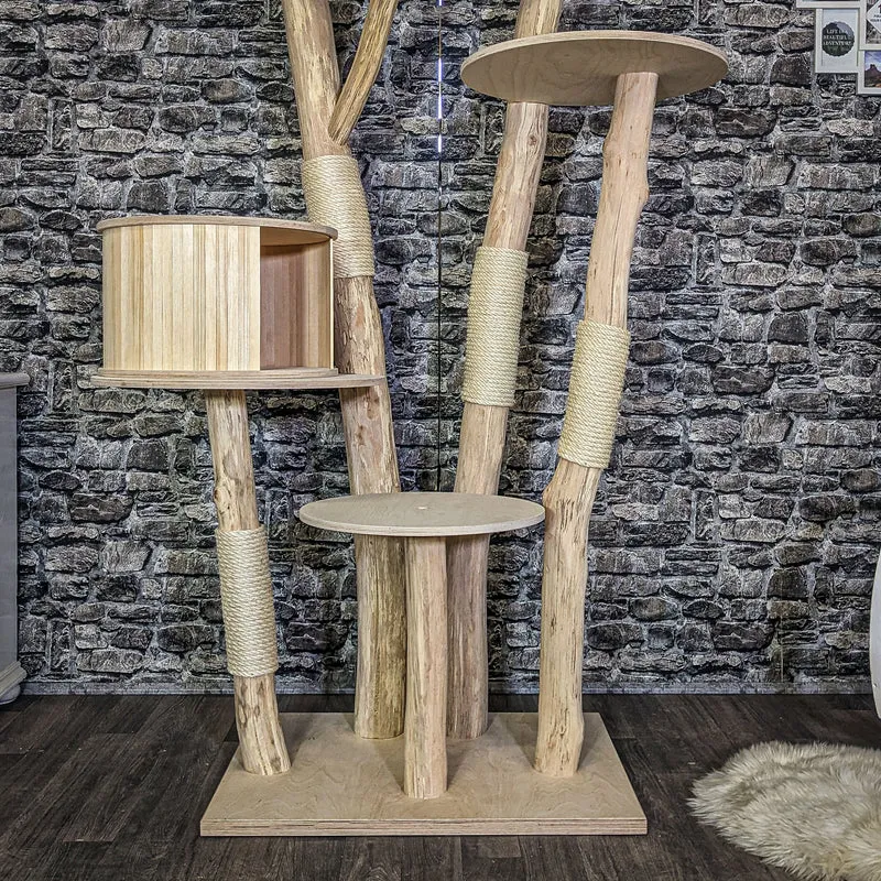 Naturkratzbaum 4119 Kratzbaum Natur Holz Design 200 cm hoch Katzenbaum