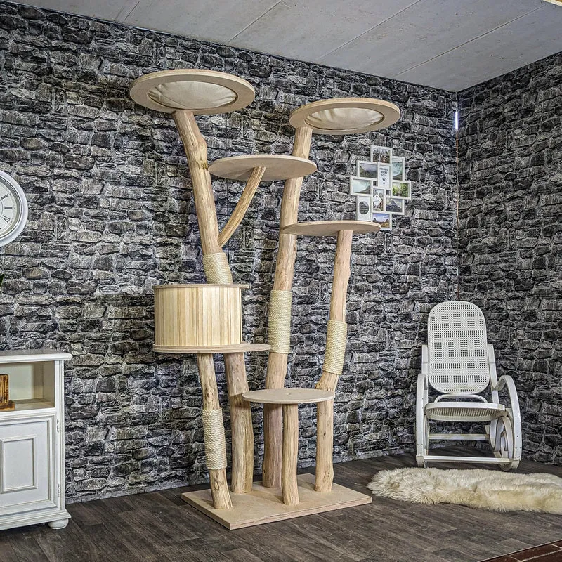 Naturkratzbaum 4119 Kratzbaum Natur Holz Design 200 cm hoch Katzenbaum