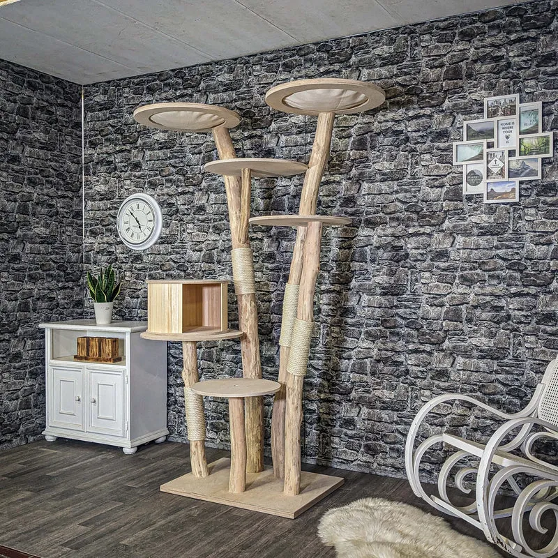 Naturkratzbaum 4119 Kratzbaum Natur Holz Design 200 cm hoch Katzenbaum