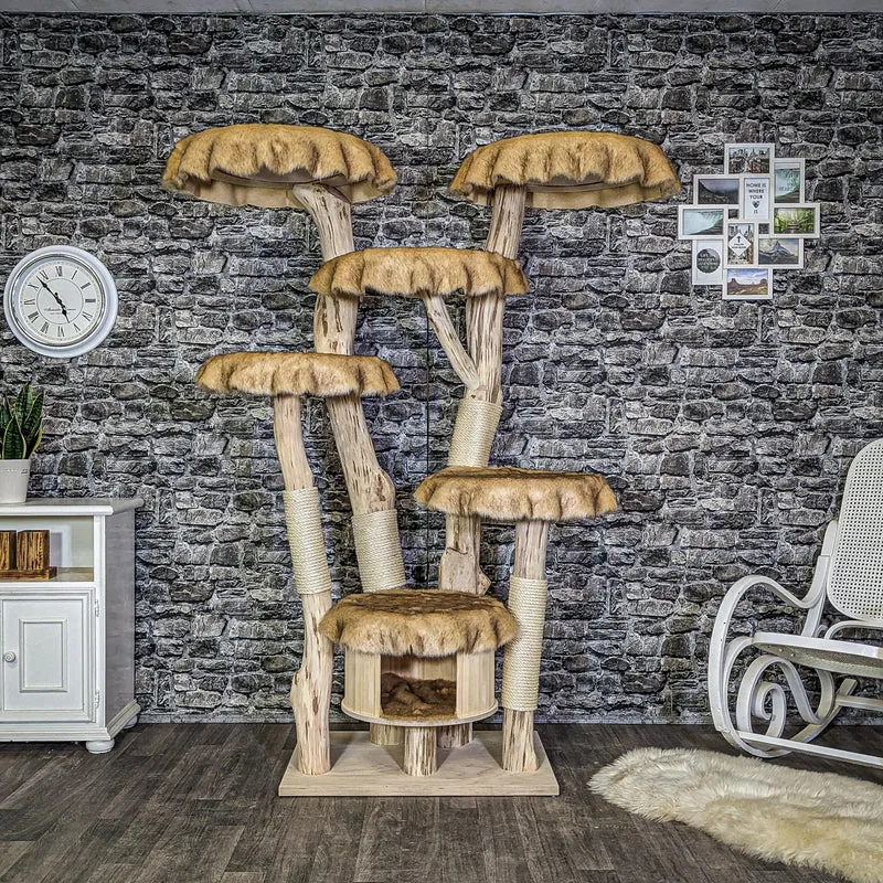 Naturkratzbaum 4118 Kratzbaum Natur Holz Design 185 cm hoch Katzenbaum