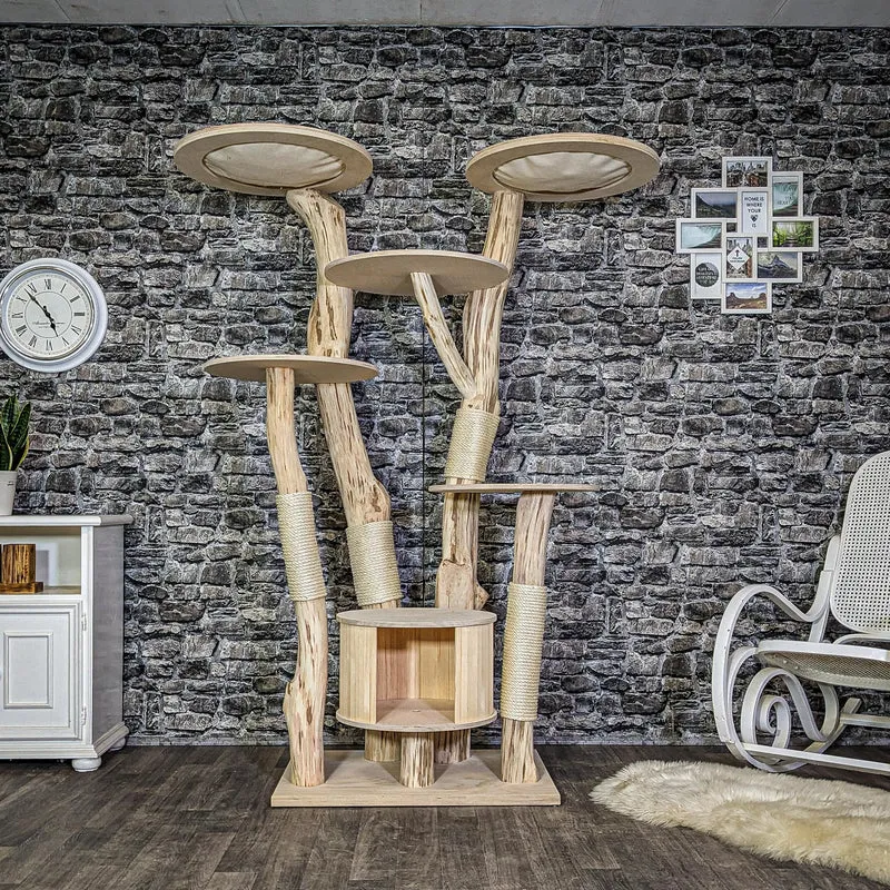Naturkratzbaum 4118 Kratzbaum Natur Holz Design 185 cm hoch Katzenbaum