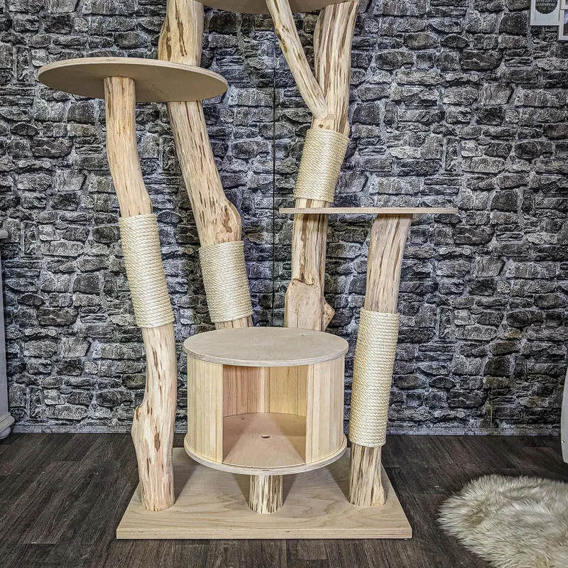 Naturkratzbaum 4118 Kratzbaum Natur Holz Design 185 cm hoch Katzenbaum