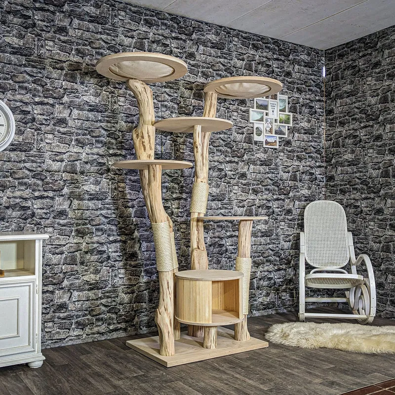 Naturkratzbaum 4118 Kratzbaum Natur Holz Design 185 cm hoch Katzenbaum
