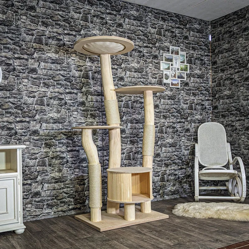 Naturkratzbaum 4117 Kratzbaum Natur Holz Design 172 cm hoch Katzenbaum
