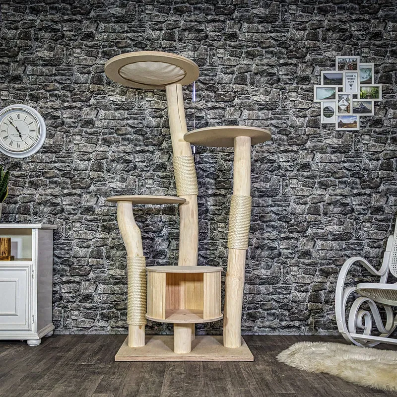 Naturkratzbaum 4117 Kratzbaum Natur Holz Design 172 cm hoch Katzenbaum