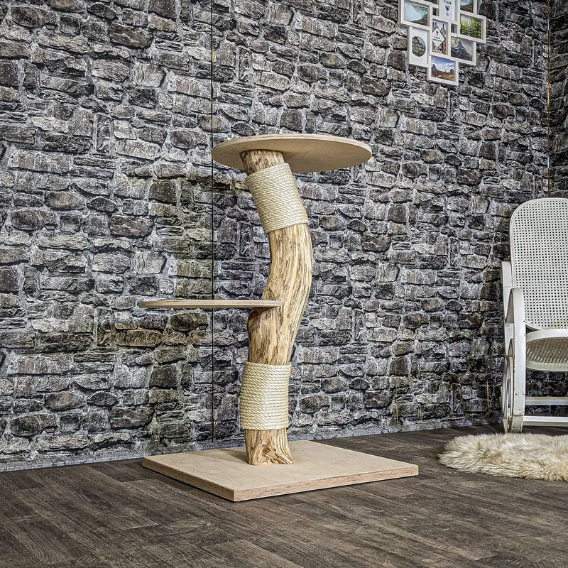 Naturkratzbaum 4116 Kratzbaum Natur Holz Design 100 cm hoch Katzenbaum