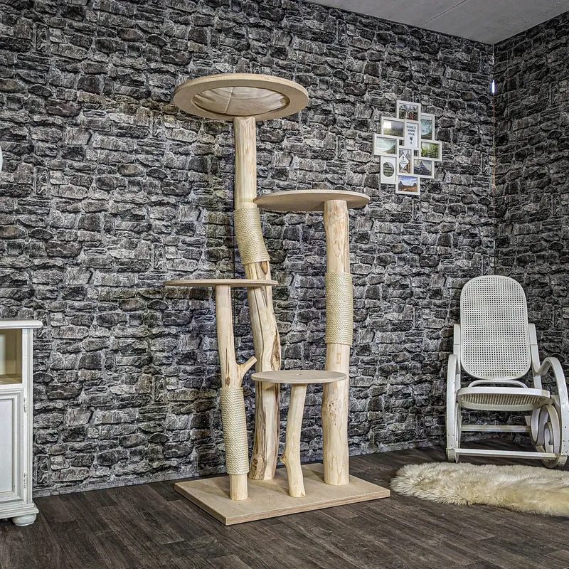 Naturkratzbaum 4115 Kratzbaum Natur Holz Design 173 cm hoch Katzenbaum