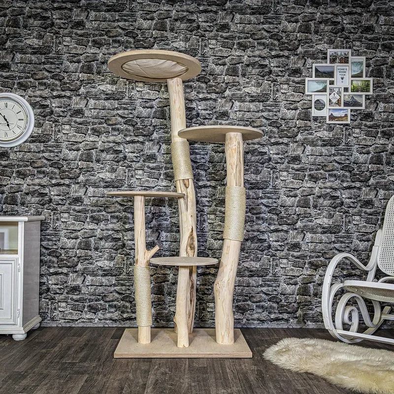 Naturkratzbaum 4115 Kratzbaum Natur Holz Design 173 cm hoch Katzenbaum