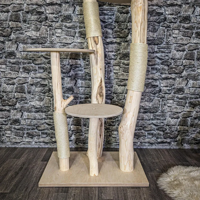 Naturkratzbaum 4115 Kratzbaum Natur Holz Design 173 cm hoch Katzenbaum