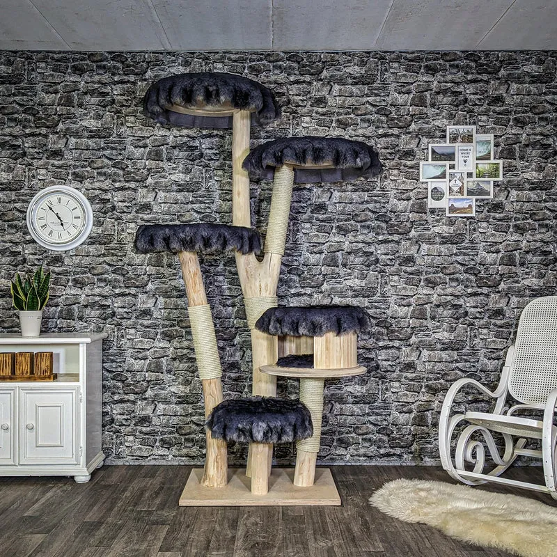 Naturkratzbaum 4114 Kratzbaum Natur Holz Design 205 cm hoch Katzenbaum