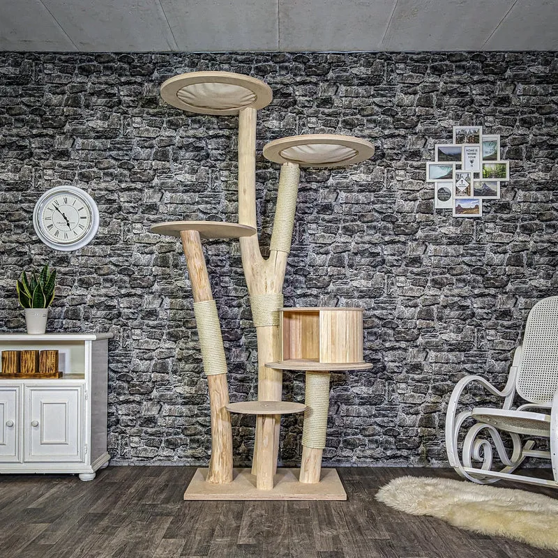 Naturkratzbaum 4114 Kratzbaum Natur Holz Design 205 cm hoch Katzenbaum