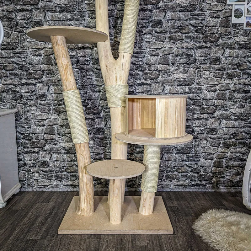 Naturkratzbaum 4114 Kratzbaum Natur Holz Design 205 cm hoch Katzenbaum