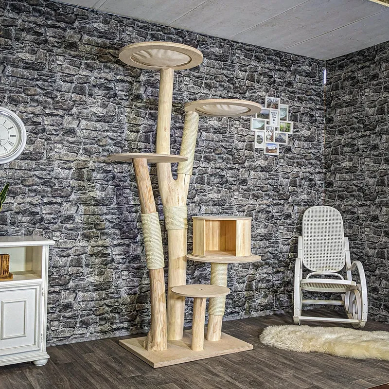 Naturkratzbaum 4114 Kratzbaum Natur Holz Design 205 cm hoch Katzenbaum