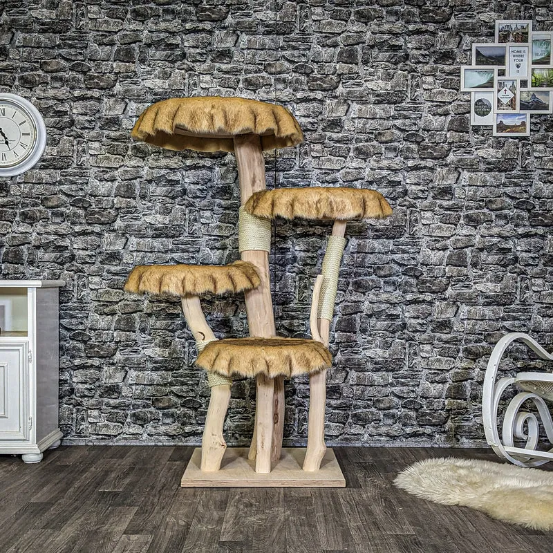 Naturkratzbaum 4113 Kratzbaum Natur Holz Design 145 cm hoch Katzenbaum