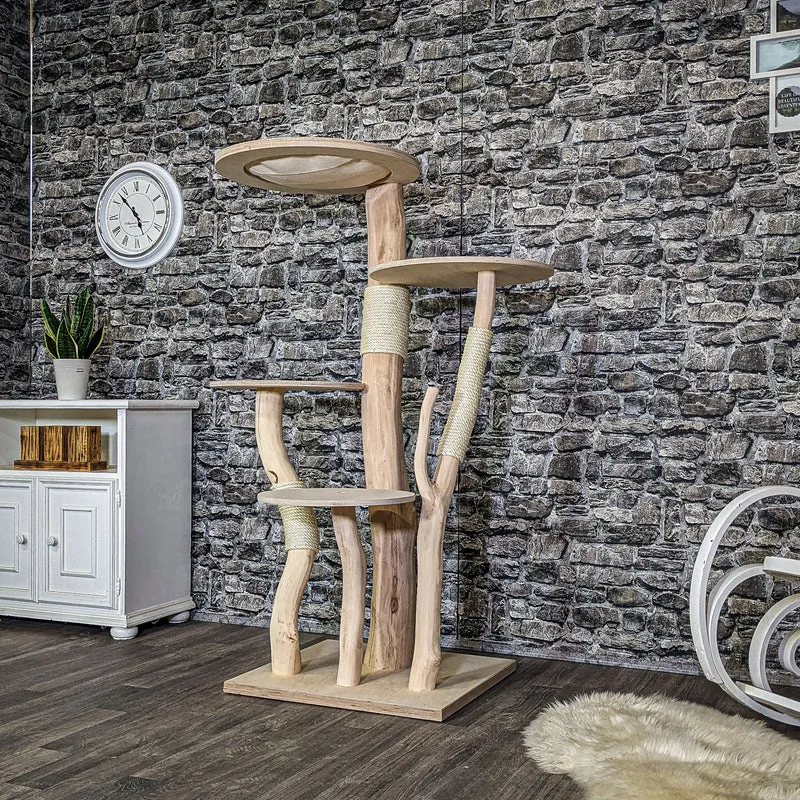 Naturkratzbaum 4113 Kratzbaum Natur Holz Design 145 cm hoch Katzenbaum