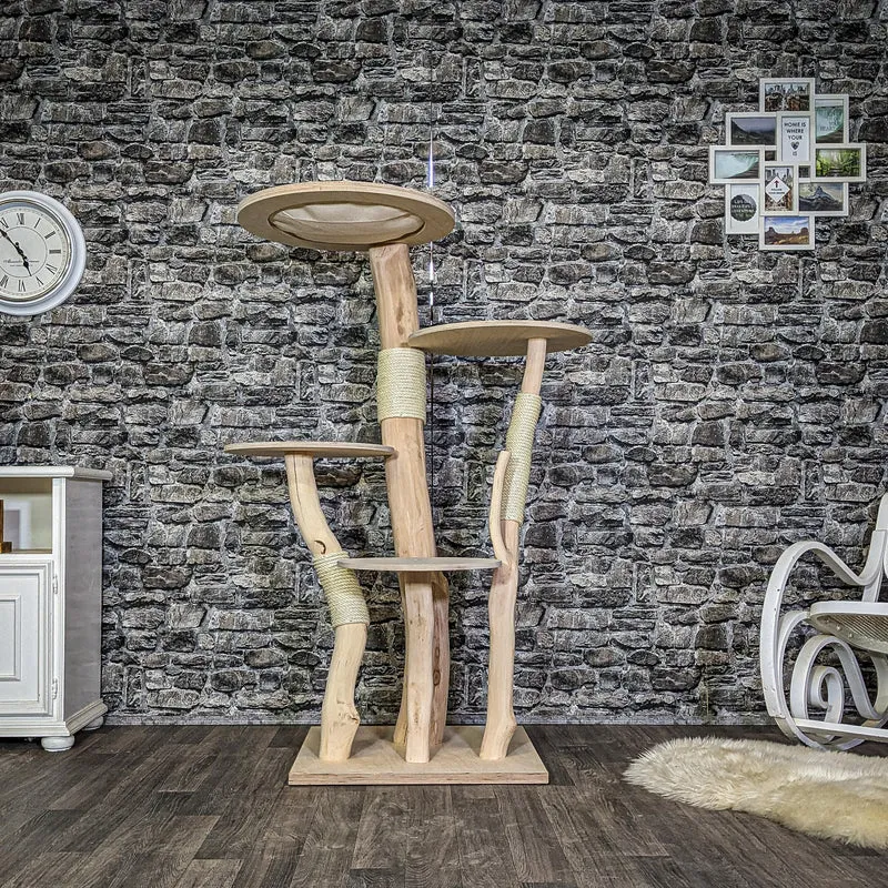 Naturkratzbaum 4113 Kratzbaum Natur Holz Design 145 cm hoch Katzenbaum