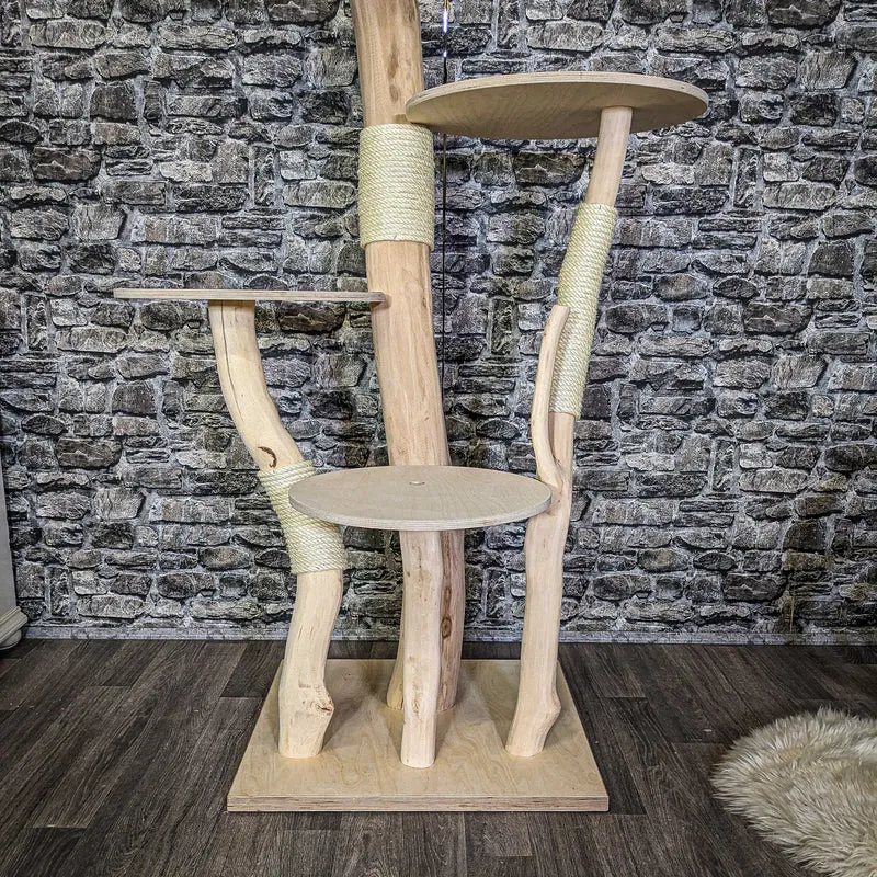 Naturkratzbaum 4113 Kratzbaum Natur Holz Design 145 cm hoch Katzenbaum