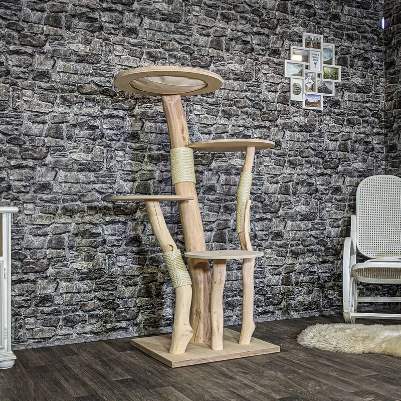 Naturkratzbaum 4113 Kratzbaum Natur Holz Design 145 cm hoch Katzenbaum