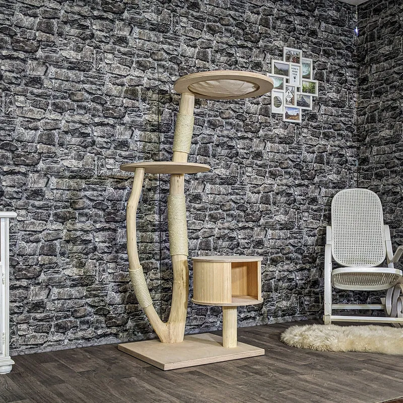 Naturkratzbaum 4107 Kratzbaum Natur Holz Design 153 cm hoch Katzenbaum