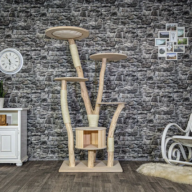 Naturkratzbaum 4106 Kratzbaum Natur Holz Design 179 cm hoch Katzenbaum