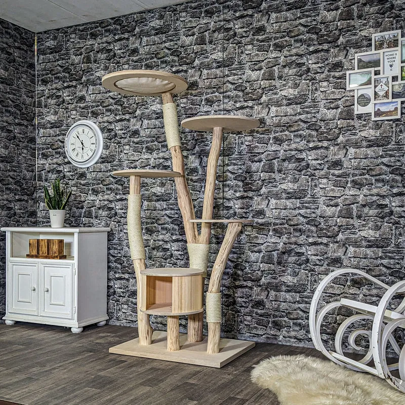 Naturkratzbaum 4106 Kratzbaum Natur Holz Design 179 cm hoch Katzenbaum