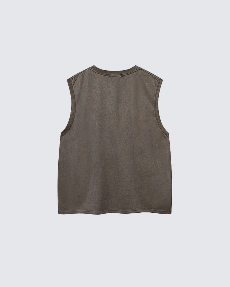 Dark Gothic Thorn Graphic Sleeveless T-Shirt