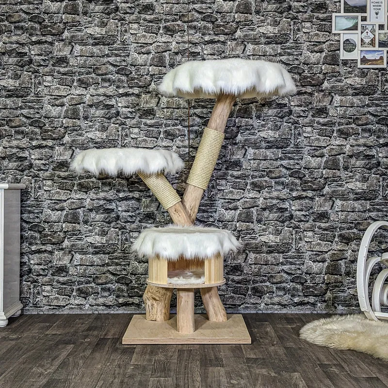 Naturkratzbaum 4104 Kratzbaum Natur Holz Design 135 cm hoch Katzenbaum