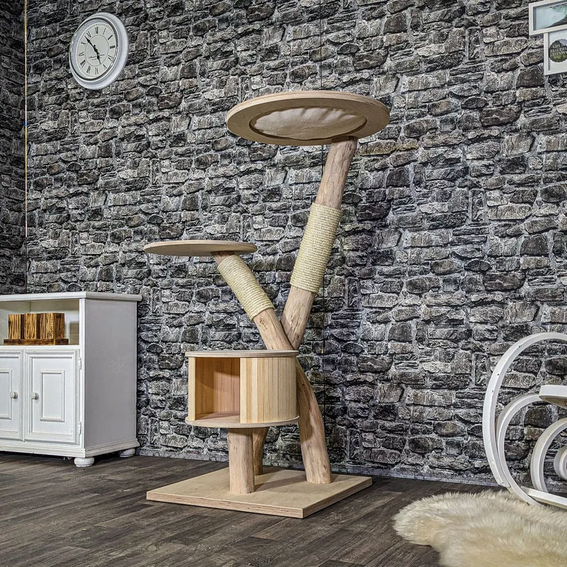 Naturkratzbaum 4104 Kratzbaum Natur Holz Design 135 cm hoch Katzenbaum