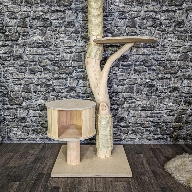 Naturkratzbaum 4100 Kratzbaum Natur Holz Design 150 cm hoch Katzenbaum