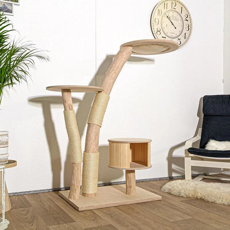 Naturkratzbaum 4099 Kratzbaum Natur Holz Design 145 cm hoch Katzenbaum
