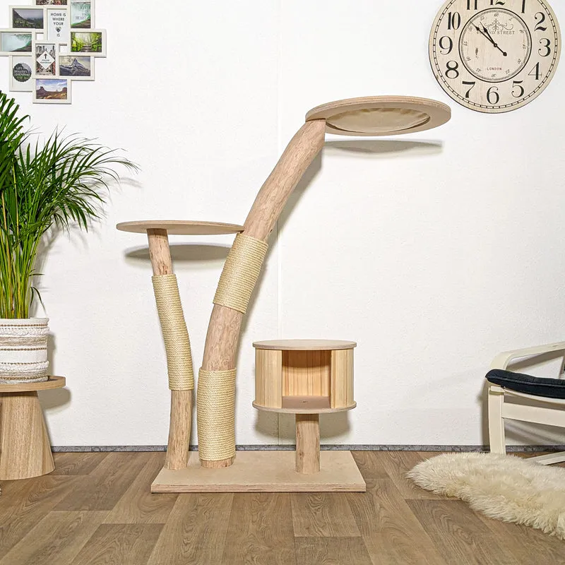 Naturkratzbaum 4099 Kratzbaum Natur Holz Design 145 cm hoch Katzenbaum