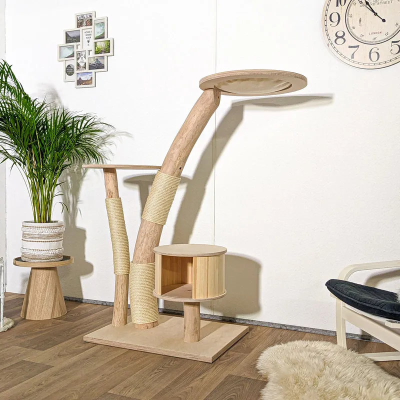 Naturkratzbaum 4099 Kratzbaum Natur Holz Design 145 cm hoch Katzenbaum