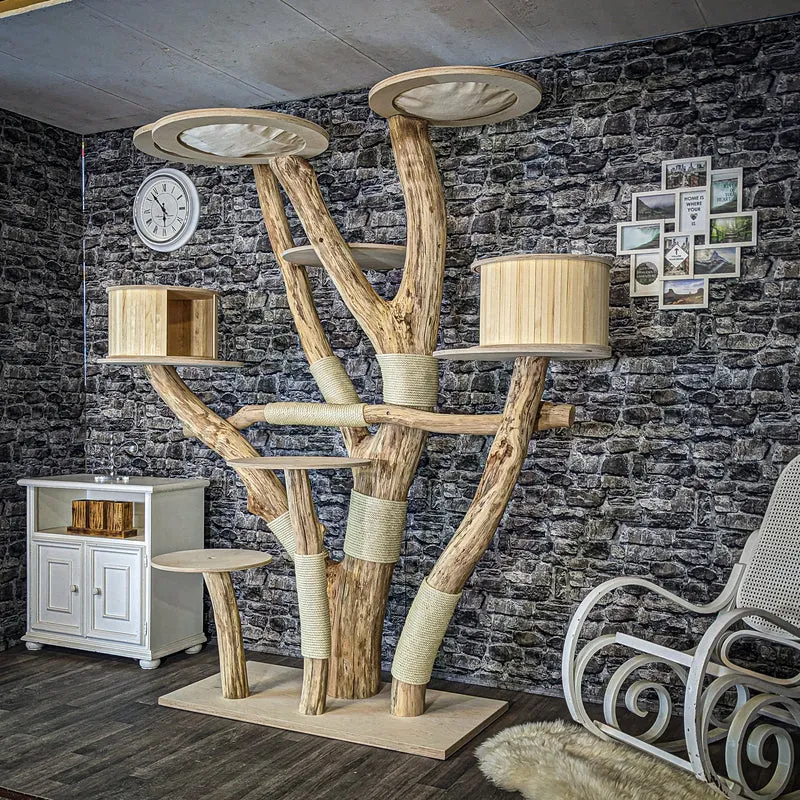 Naturkratzbaum 4074 Kratzbaum Natur Holz Design 220 cm hoch Katzenbaum