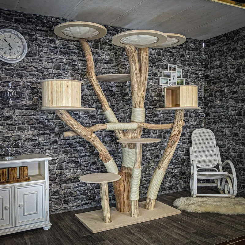 Naturkratzbaum 4074 Kratzbaum Natur Holz Design 220 cm hoch Katzenbaum