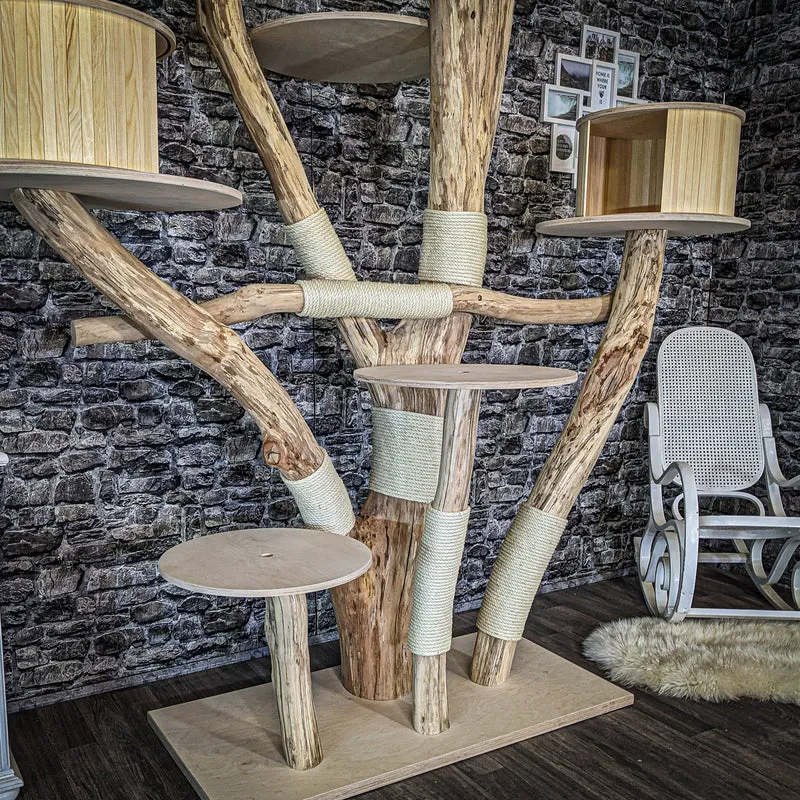 Naturkratzbaum 4074 Kratzbaum Natur Holz Design 220 cm hoch Katzenbaum