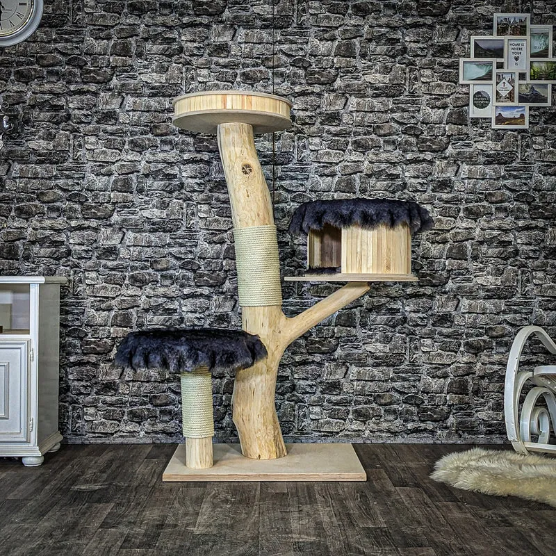 Naturkratzbaum 4075 Kratzbaum Natur Holz Design 152 cm hoch Katzenbaum