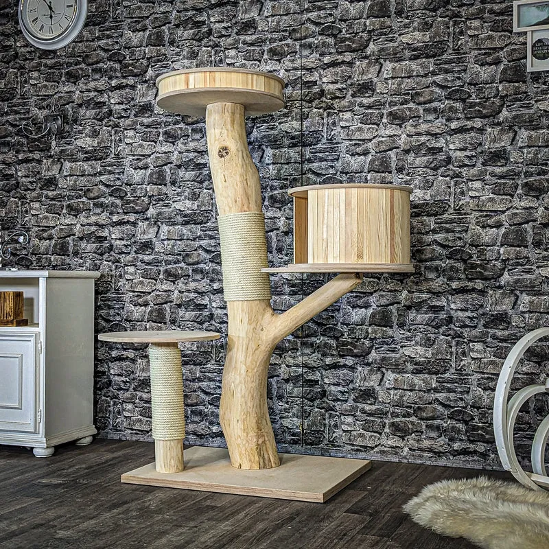 Naturkratzbaum 4075 Kratzbaum Natur Holz Design 152 cm hoch Katzenbaum