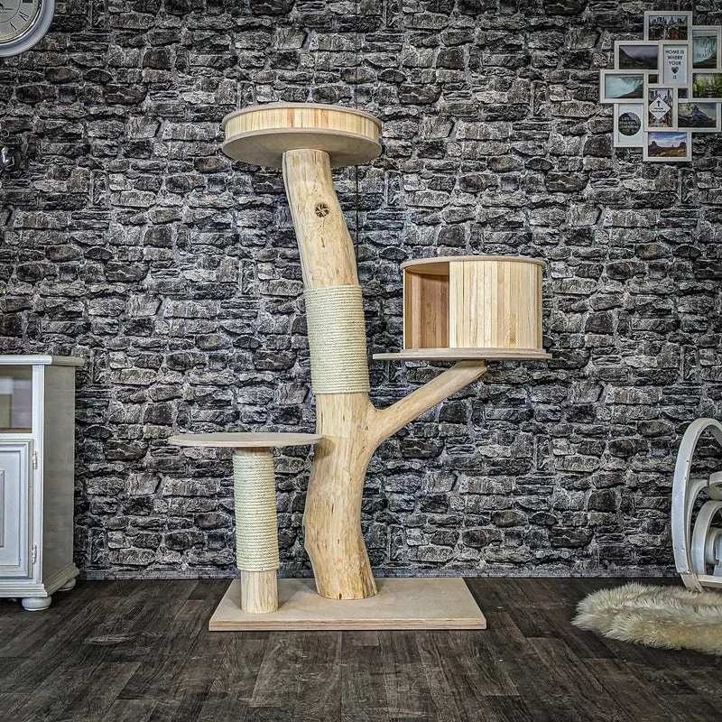 Naturkratzbaum 4075 Kratzbaum Natur Holz Design 152 cm hoch Katzenbaum