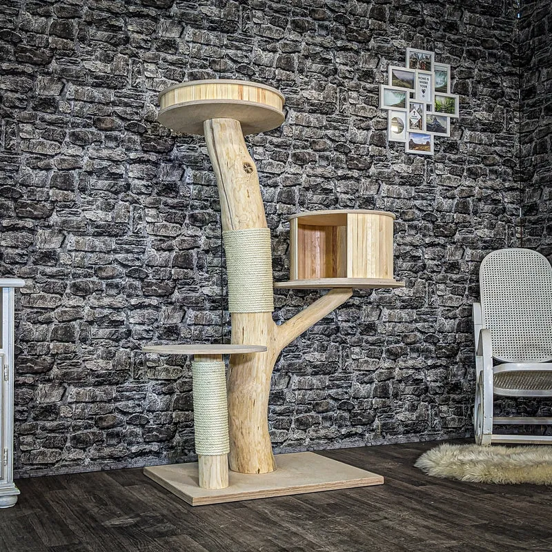 Naturkratzbaum 4075 Kratzbaum Natur Holz Design 152 cm hoch Katzenbaum